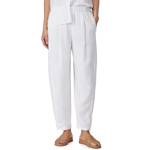 Eileen Fisher Pants - Eileen Fisher Organic Linen Pleated & Cropped Lantern Pants